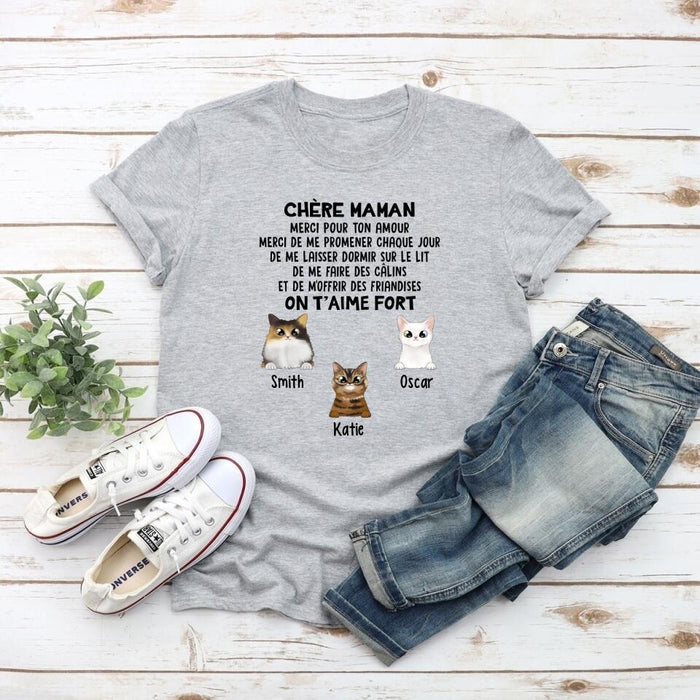 Chère Maman On T'aime Fort - Personalized Gifts Custom Cat Shirt For Cat Mom, Cat Lovers