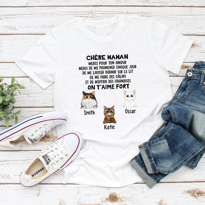 Chère Maman On T'aime Fort - Personalized Gifts Custom Cat Shirt For Cat Mom, Cat Lovers