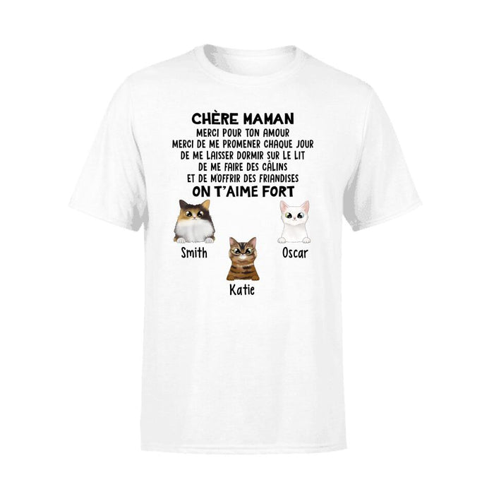 Chère Maman On T'aime Fort - Personalized Gifts Custom Cat Shirt For Cat Mom, Cat Lovers