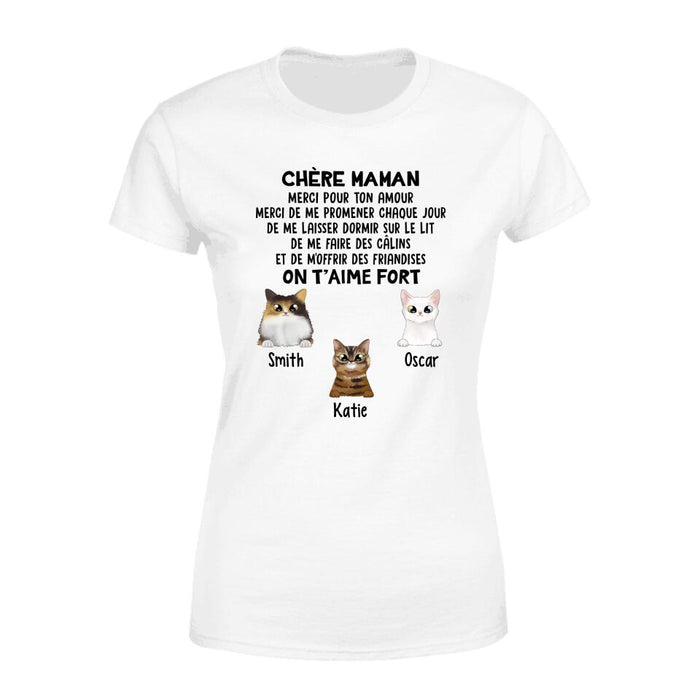 Chère Maman On T'aime Fort - Personalized Gifts Custom Cat Shirt For Cat Mom, Cat Lovers