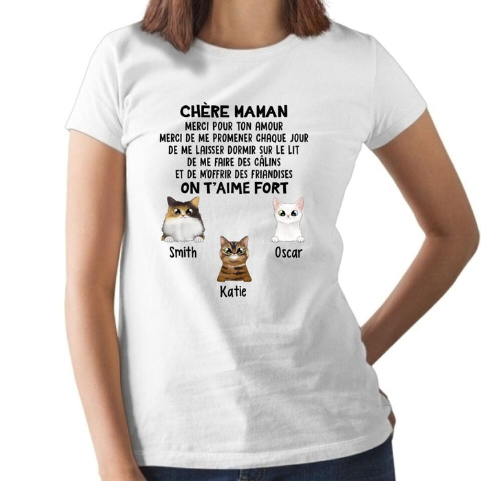 Chère Maman On T'aime Fort - Personalized Gifts Custom Cat Shirt For Cat Mom, Cat Lovers