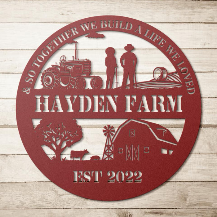 Farm Sign Decor Monogram Art, Farmhouse - Personalized Metal Sign For Farming Lover, Farmers
