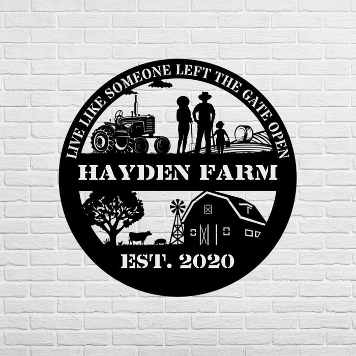 Farm Sign Decor Monogram Art, Farmhouse - Personalized Metal Sign For Farming Lover, Farmers