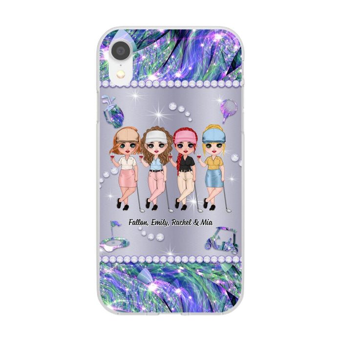 Up To 4 Chibi Golf Friends - Personalized Phone Case For Her, Friends, Sisters, Golf