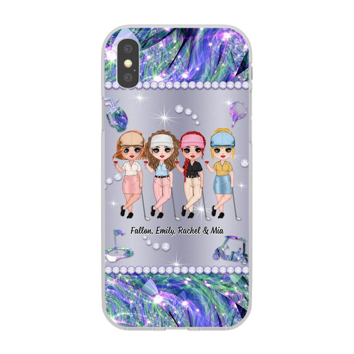 Up To 4 Chibi Golf Friends - Personalized Phone Case For Her, Friends, Sisters, Golf