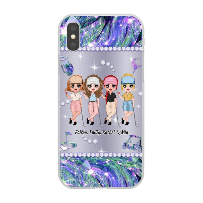 Up To 4 Chibi Golf Friends - Personalized Phone Case For Her, Friends, Sisters, Golf