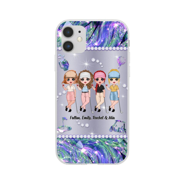 Up To 4 Chibi Golf Friends - Personalized Phone Case For Her, Friends, Sisters, Golf