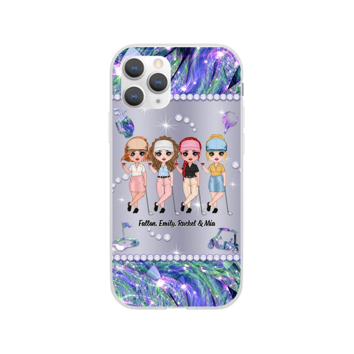 Up To 4 Chibi Golf Friends - Personalized Phone Case For Her, Friends, Sisters, Golf