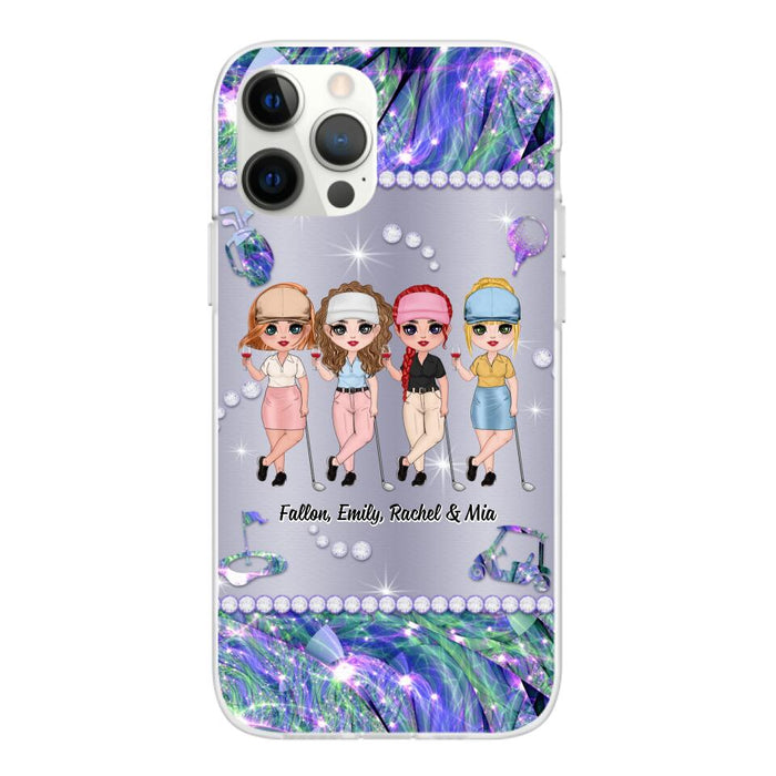Up To 4 Chibi Golf Friends - Personalized Phone Case For Her, Friends, Sisters, Golf