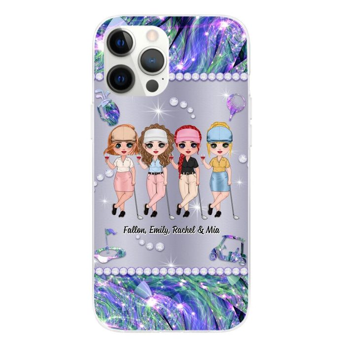 Up To 4 Chibi Golf Friends - Personalized Phone Case For Her, Friends, Sisters, Golf