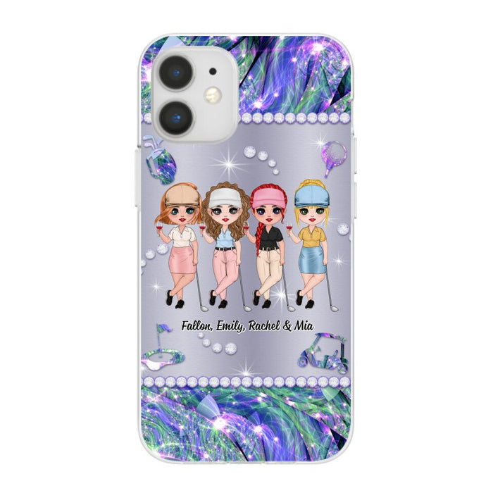 Up To 4 Chibi Golf Friends - Personalized Phone Case For Her, Friends, Sisters, Golf
