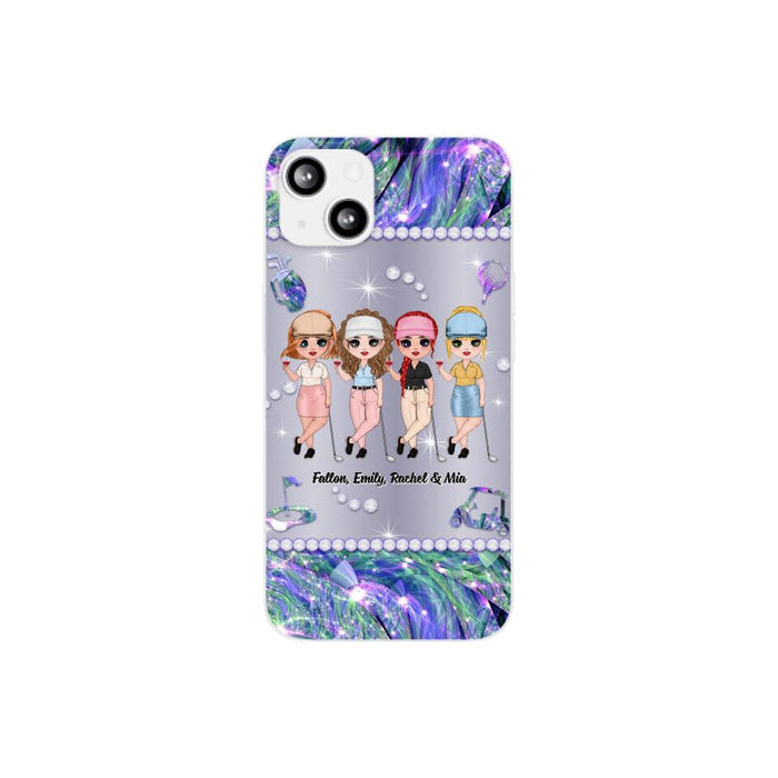 Up To 4 Chibi Golf Friends - Personalized Phone Case For Her, Friends, Sisters, Golf