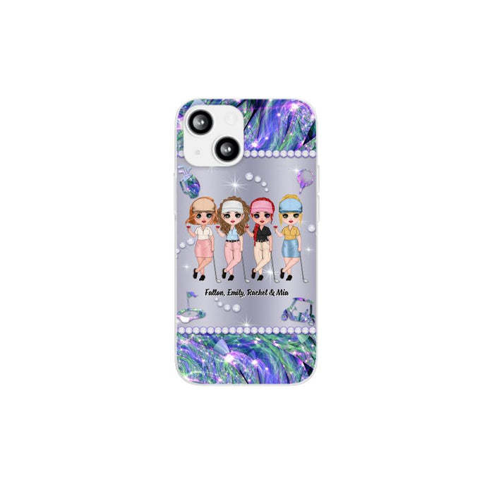 Up To 4 Chibi Golf Friends - Personalized Phone Case For Her, Friends, Sisters, Golf