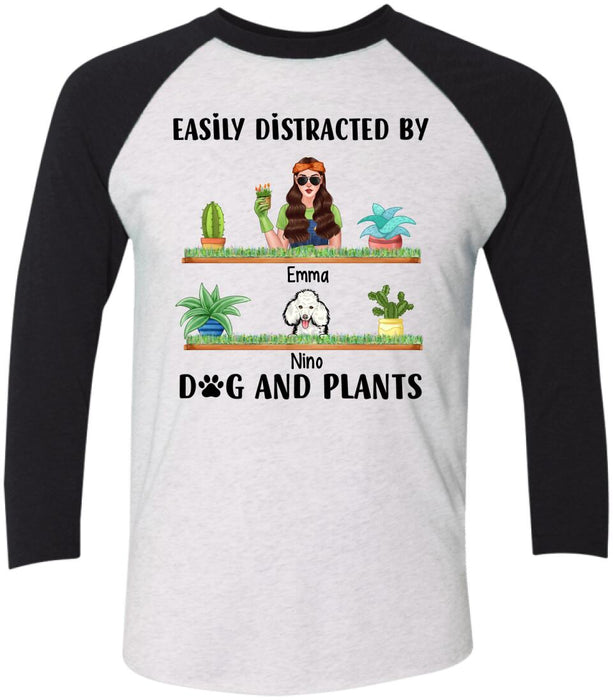 Easily Distracted by Dogs and Plants - Personalized Gifts Custom Gardener Shirt for Dog Mom, Gardeners Gifts