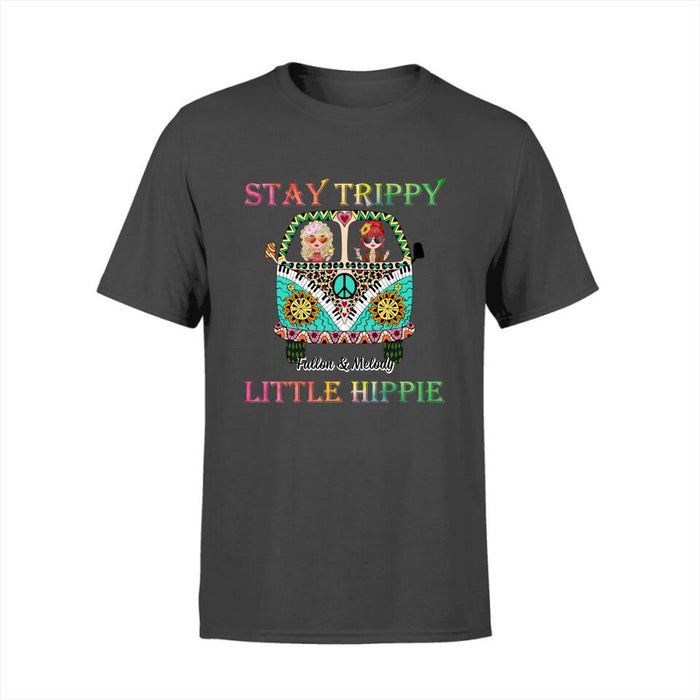 Up To 2 Chibi Stay Trippy Little Hippie - Personalized Shirt For Her, Friends, Sisters, Hippie