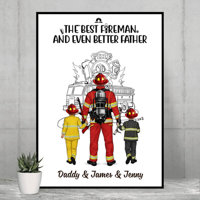 The Best Fireman - Personalized Gifts Custom Firefighter Poster for Family for Dad, Firefighter Gifts