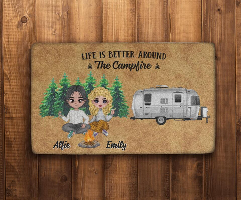 Life Is Better Around the Campfire - Camping Personalized Gifts Custom Doormat for Couples