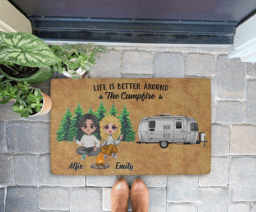 Life Is Better Around the Campfire - Camping Personalized Gifts Custom Doormat for Couples