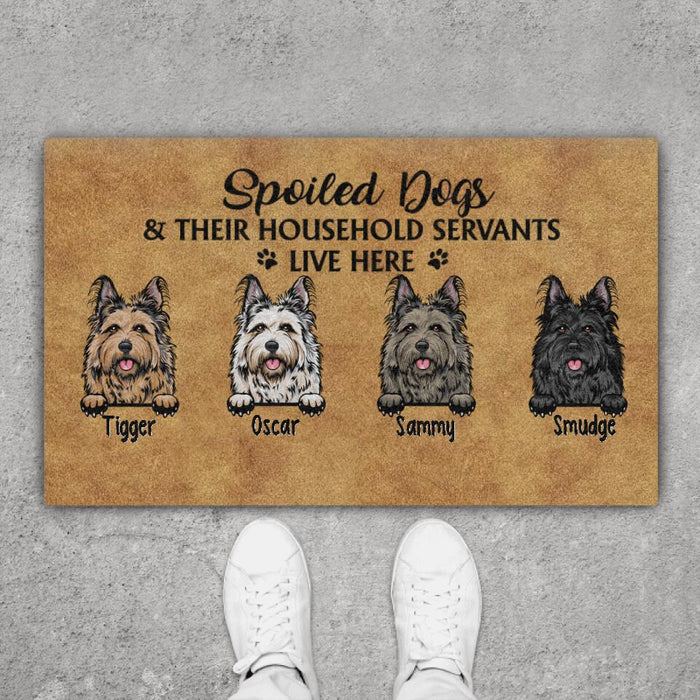 Spoiled Dogs and Their Household Servants Live Here - Dog Personalized Gifts Custom Doormat for Family