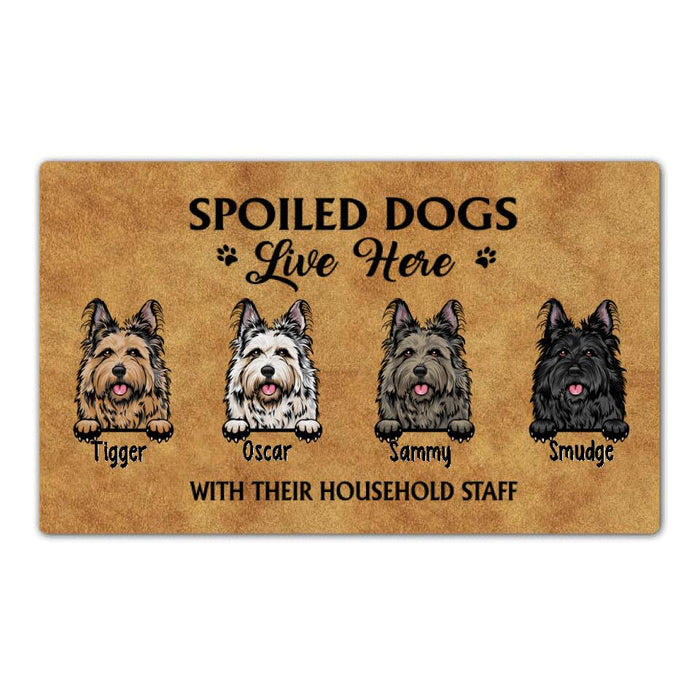 Spoiled Dogs Live Here With Their Household Staff - Dog Personalized Gifts Custom Doormat For Family