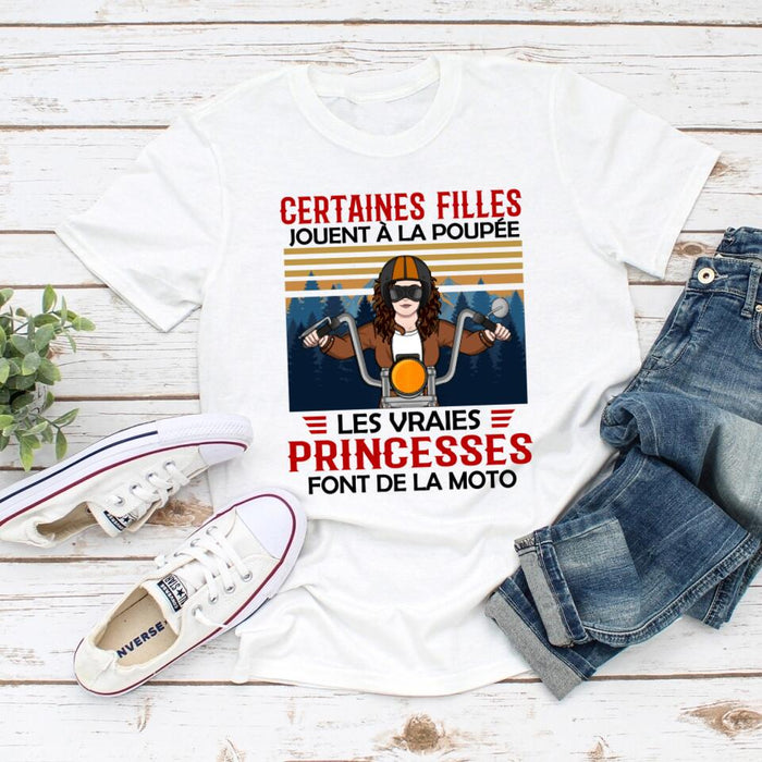 Les Vraies Princesses Font De La Moto - Personalized Shirt For Her, Motorcycle Lovers