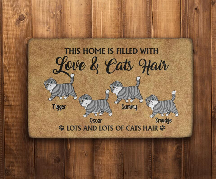 This House Is Filled With Love And Cat Hair - Cat Personalized Gifts Custom Doormat For Family