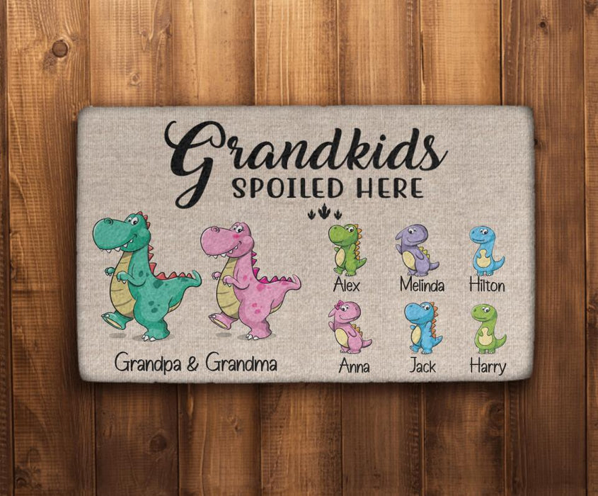 Grandkids Spoiled Here - Personalized Gifts Custom Doormat for Grandparents for Kids