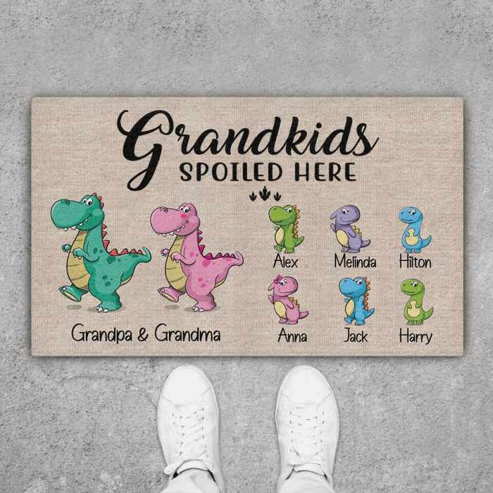 Grandkids Spoiled Here - Personalized Gifts Custom Doormat for Grandparents for Kids