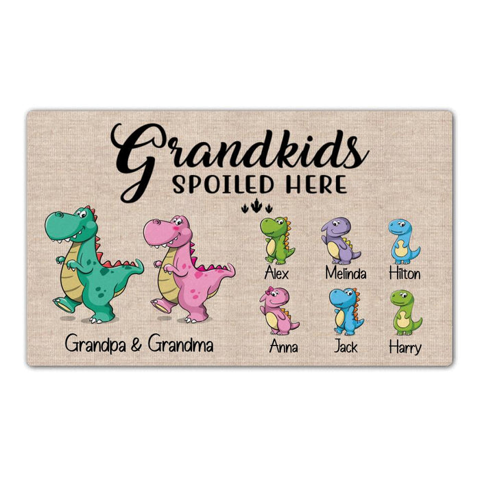 Grandkids Spoiled Here - Personalized Gifts Custom Doormat for Grandparents for Kids