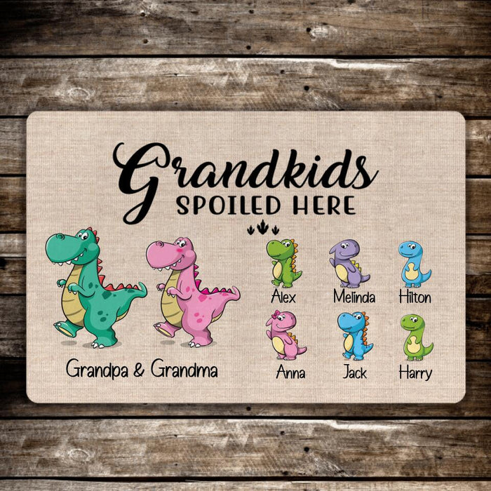 Grandkids Spoiled Here - Personalized Gifts Custom Doormat for Grandparents for Kids