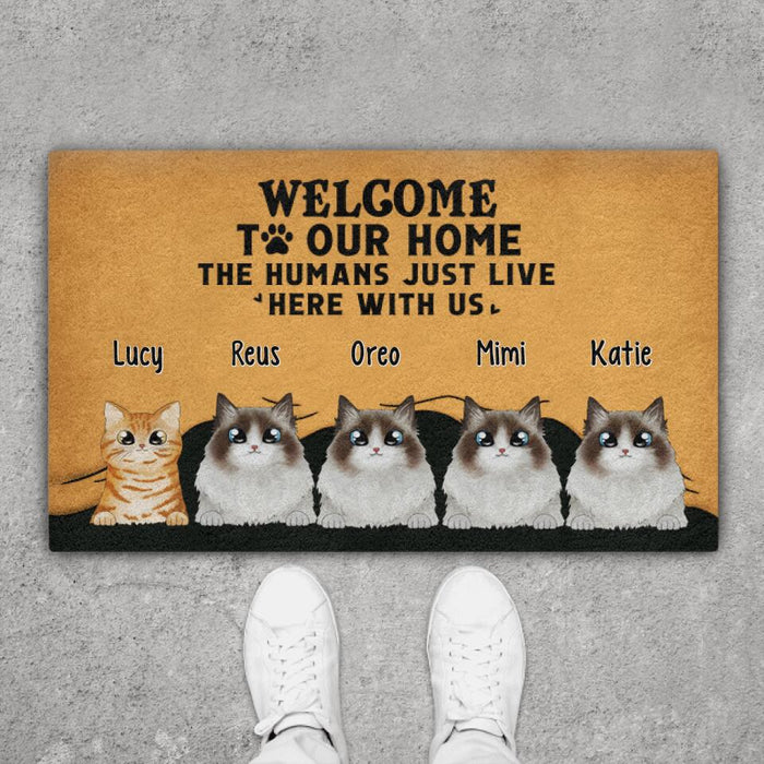 Welcome to Our Home - Cat Personalized Gifts Custom Doormat for Family