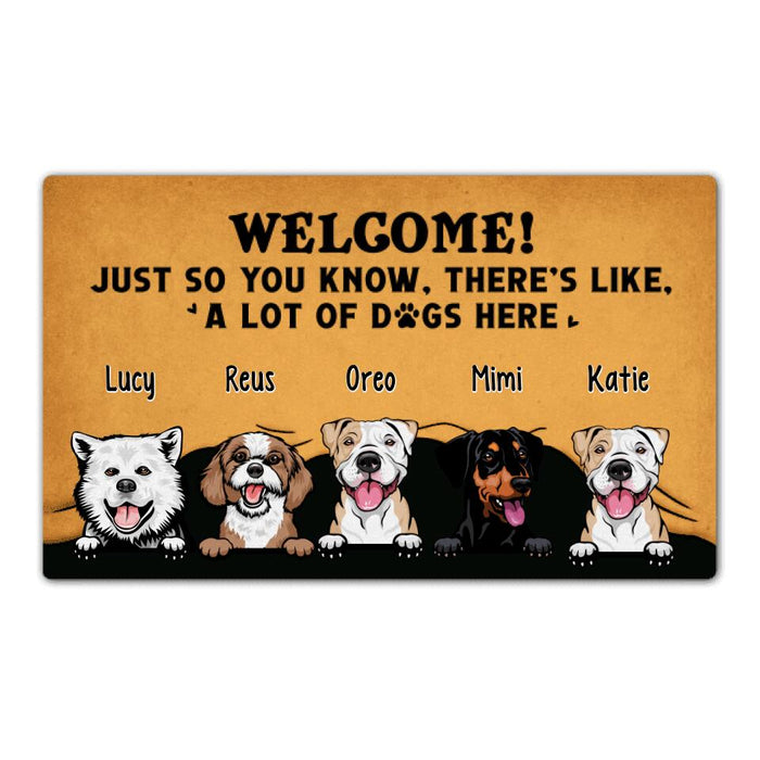 Welcome a Lot of Dogs Here - Dog Personalized Gifts Custom Doormat for Family