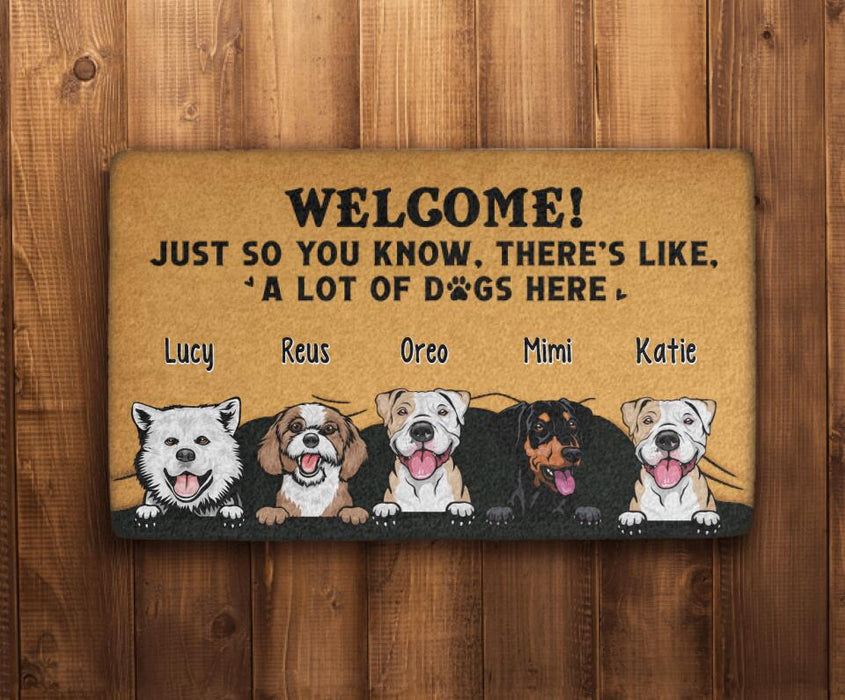 Welcome a Lot of Dogs Here - Dog Personalized Gifts Custom Doormat for Family