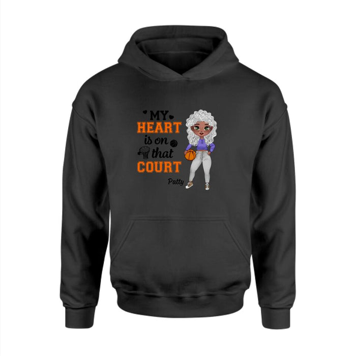 My Heart Is on That Court - Personalized Gifts Custom Basketball Shirt for Grandma, Basketball Gifts