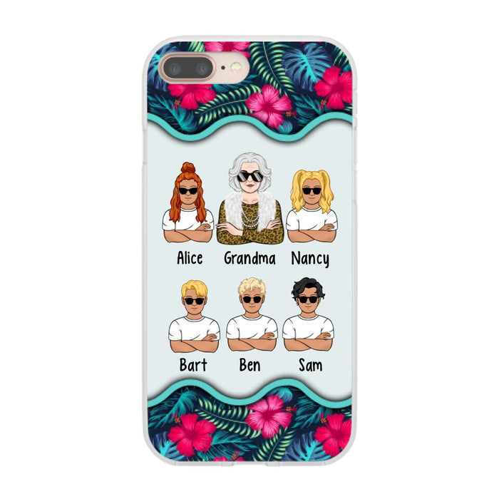 Up to 4 Kids Floral Grandma - Personalized Gifts Custom Phone Case for Grandma