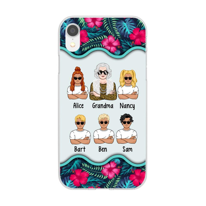 Up to 4 Kids Floral Grandma - Personalized Gifts Custom Phone Case for Grandma