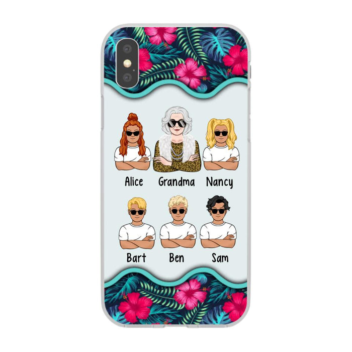 Up to 4 Kids Floral Grandma - Personalized Gifts Custom Phone Case for Grandma