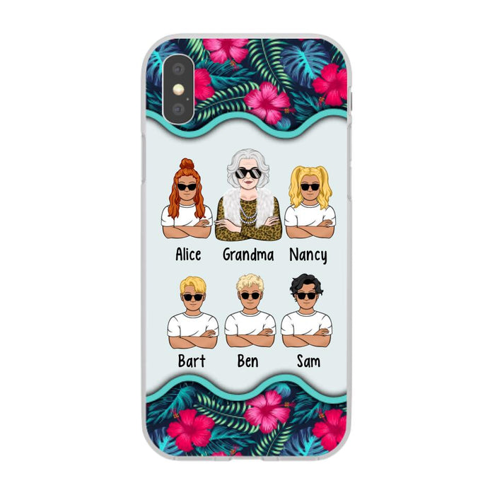 Up to 4 Kids Floral Grandma - Personalized Gifts Custom Phone Case for Grandma