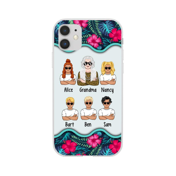 Up to 4 Kids Floral Grandma - Personalized Gifts Custom Phone Case for Grandma