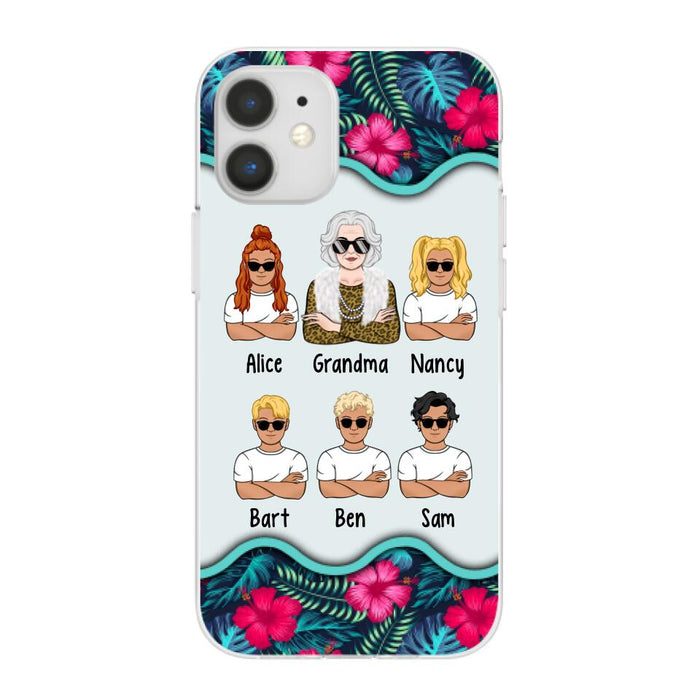 Up to 4 Kids Floral Grandma - Personalized Gifts Custom Phone Case for Grandma