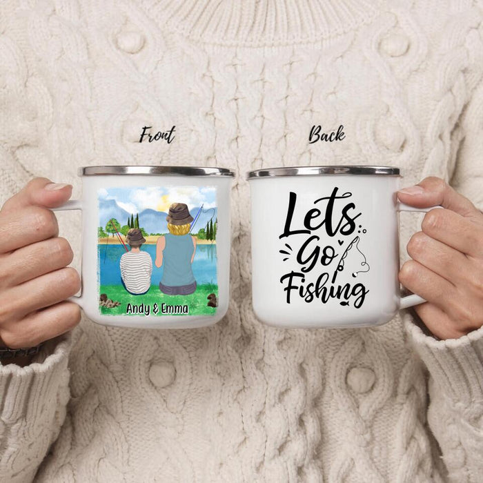 Let's Go Fishing - Personalized Gifts Custom Fishing Enamel Mug for Mom, Fishing Lovers