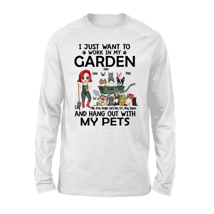 Up To 5 Pets I Just Want To Work In My Garden - Personalized Shirt For Him, Her, Pet Lovers, Gardener