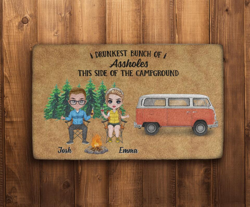 Drunkest Bunch of Assholes This Side of the Campground - Camping Personalized Gifts Custom Doormat for Couples