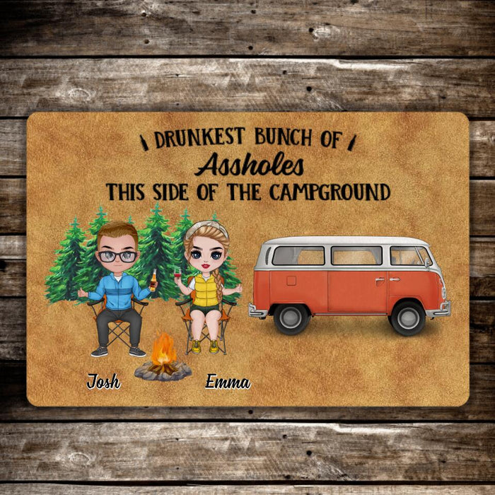 Drunkest Bunch of Assholes This Side of the Campground - Camping Personalized Gifts Custom Doormat for Couples