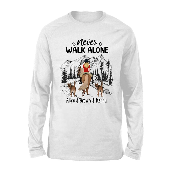 Personalized Shirt, Horse Riding Girl And Dogs, Gift for Horse And Dog Lovers