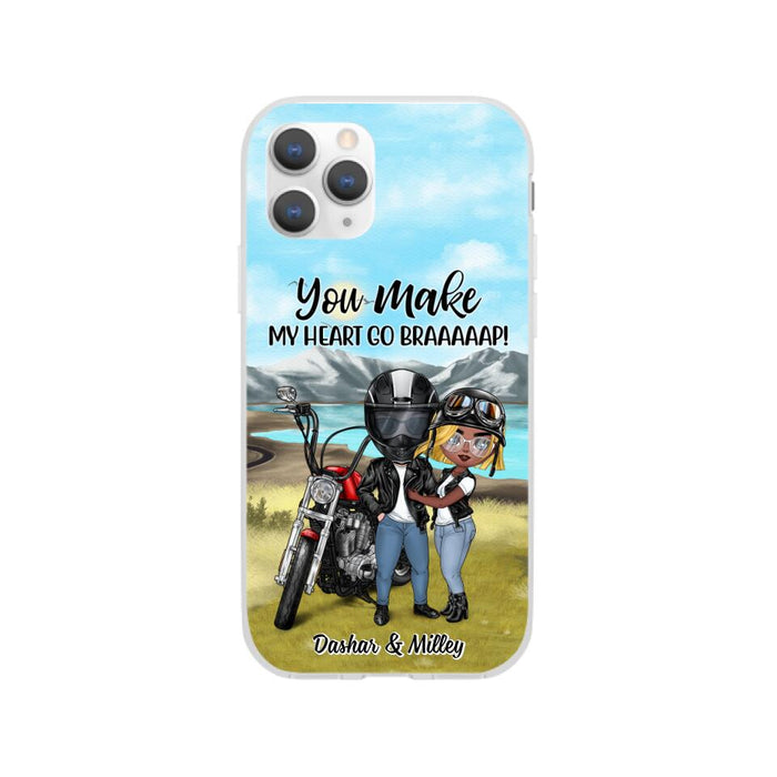 Motorcycle Couple Hugging, Riding Partners - Personalized Phone Case For Motorcycle Lovers, Bikers