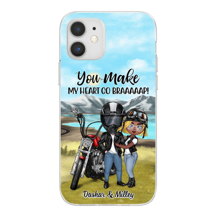 Motorcycle Couple Hugging, Riding Partners - Personalized Phone Case For Motorcycle Lovers, Bikers