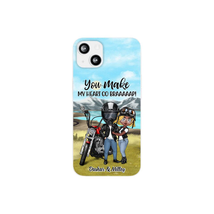 Motorcycle Couple Hugging, Riding Partners - Personalized Phone Case For Motorcycle Lovers, Bikers