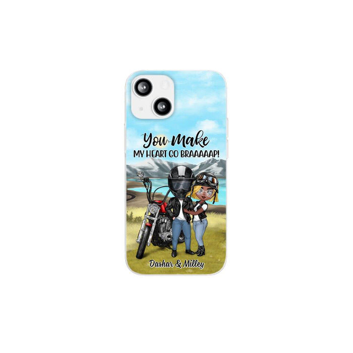 Motorcycle Couple Hugging, Riding Partners - Personalized Phone Case For Motorcycle Lovers, Bikers