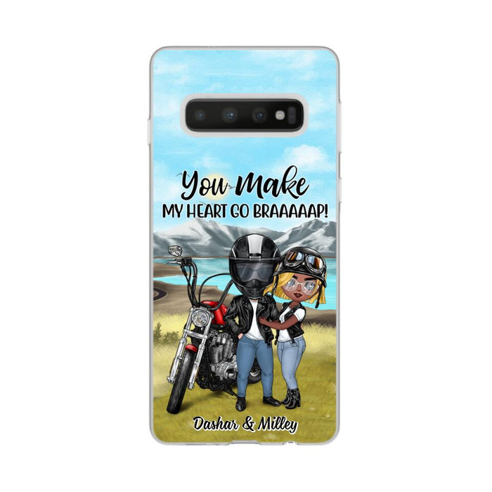 Motorcycle Couple Hugging, Riding Partners - Personalized Phone Case For Motorcycle Lovers, Bikers